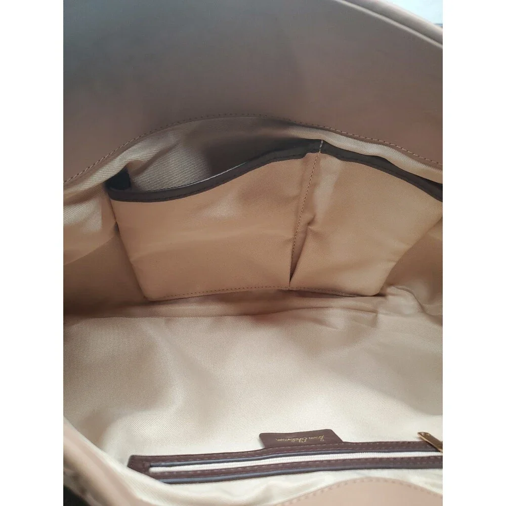 Sam Edelman Petty Shoulder Bag Mocha Mousse Leather Woven Gold Hardware